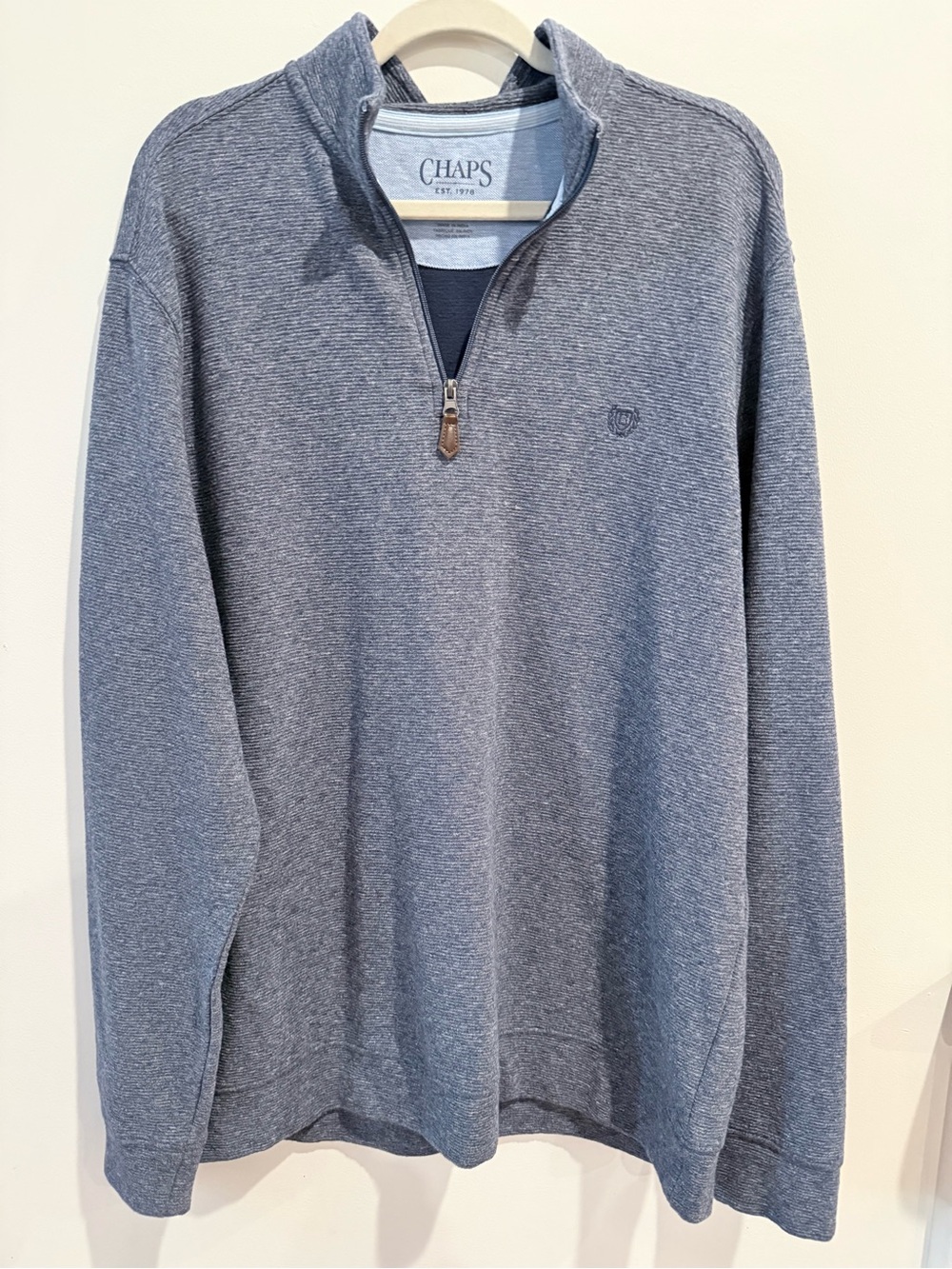 Chaps Men’s Heather Navy Quarter-Zip Pullover